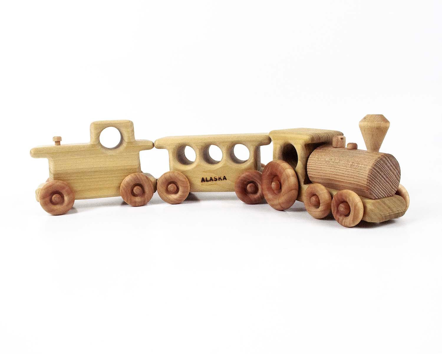 Handmade wooden toy train hot sale